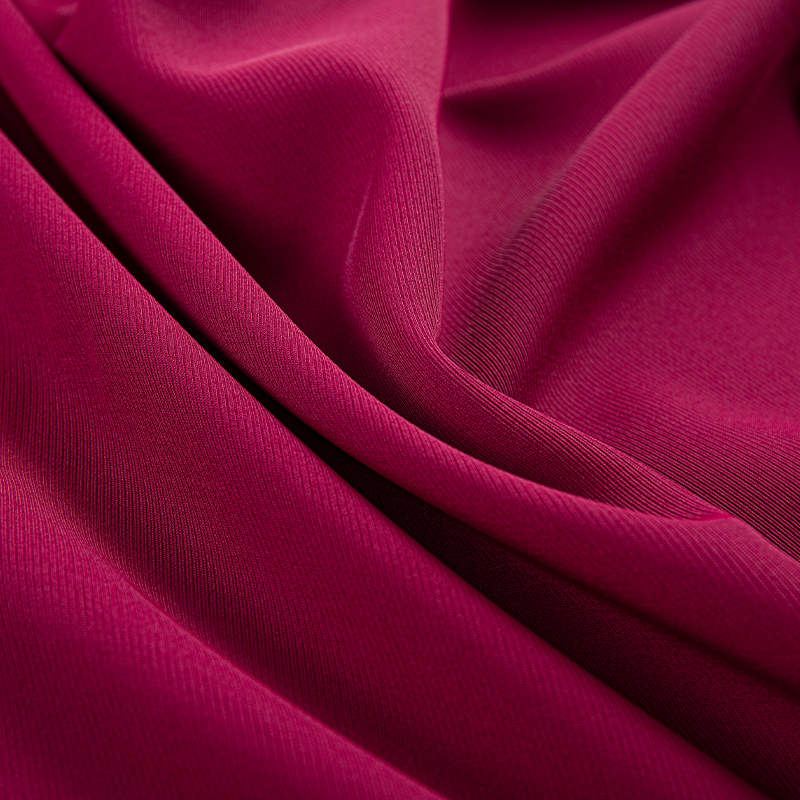 DS382 röd 272GSM Matt matt filament twill tyg, polyester fyrsidig stretch, hudvänlig drapering, rynkbeständig och slitstark